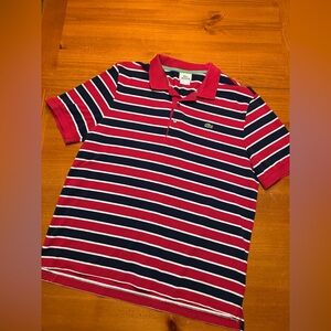 Lacoste Men's Polo in Red and White Stripes